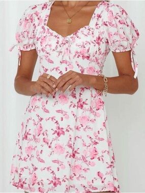 Princess Polly White Mini Dress with Pink Floral Print